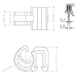 Podstawa klips krawędziowy do kabli do profili o grubości 1-2,5mm C12